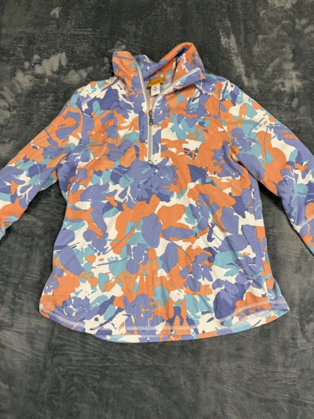 Ruby Rd. Womens Multicolor Floral Print Half-Zip Pullover Sweatshirt M